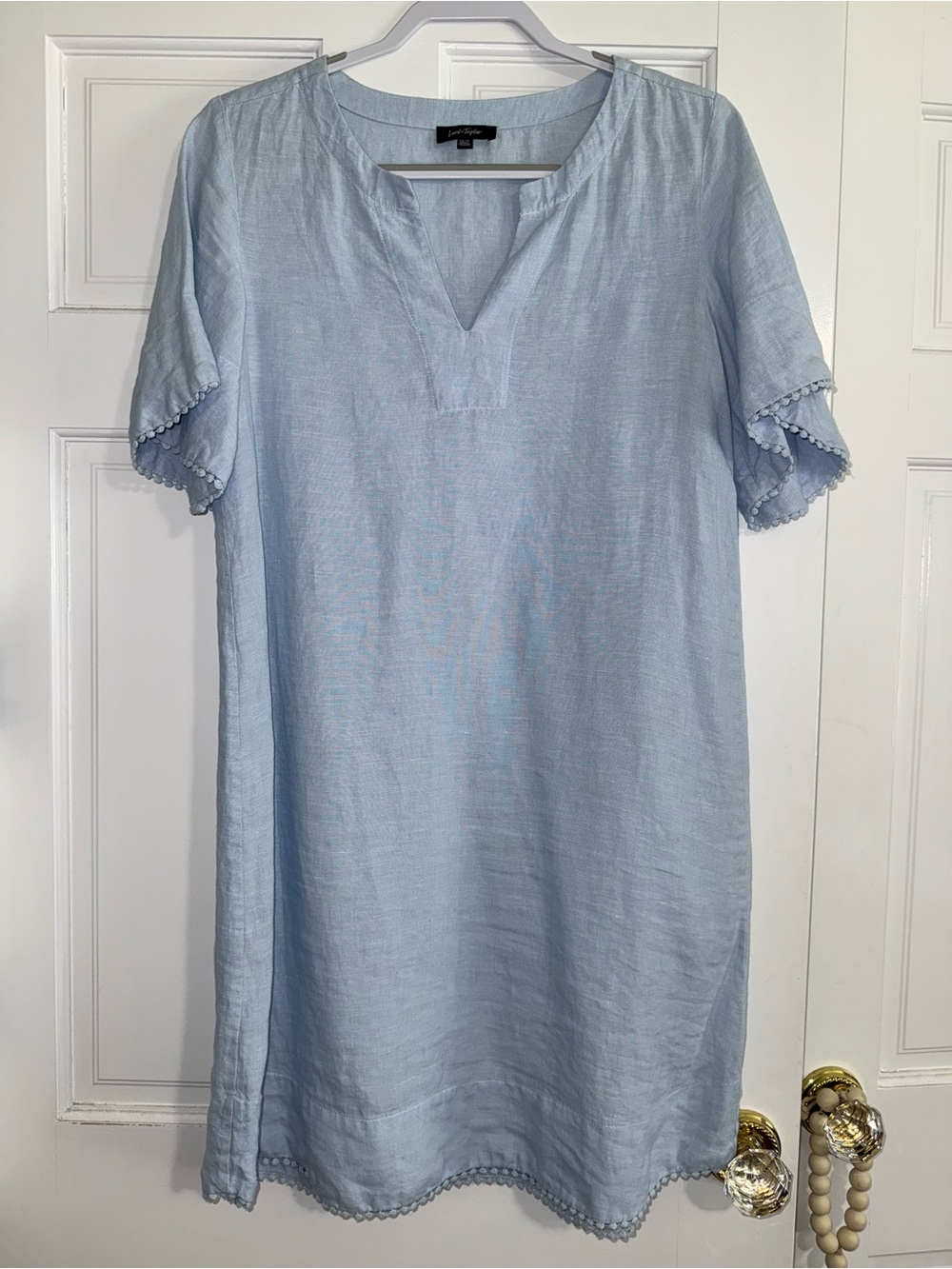 Lord & Taylor Light Blue Linen-Blend Swim Cover-Up Tunic